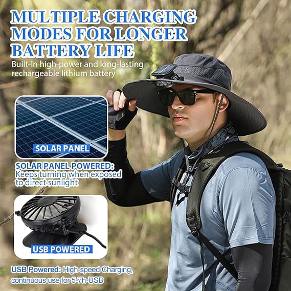 🔥 New Ultralight Solar Fan Sun Hat – Lighter Than a Baseball!⚾(Only 11oz)